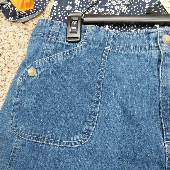 3095 Size 16p White Stag Upcycled Jean Skirt with Purple Wide Lace Trim. - Picture 3 of 5